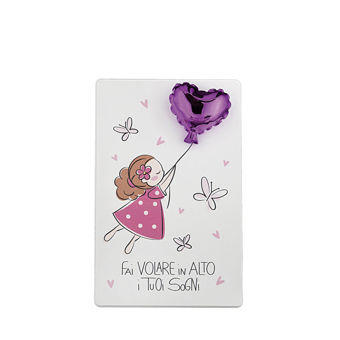 Quadretto Baby Con Palloncino-Rosa