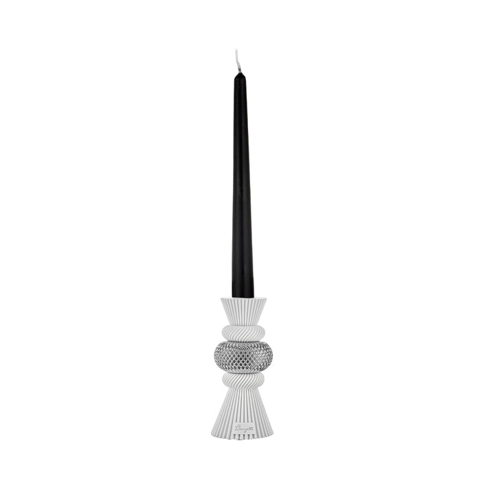 Portacandela Modular Dettaglio Argento H.15-Bianco