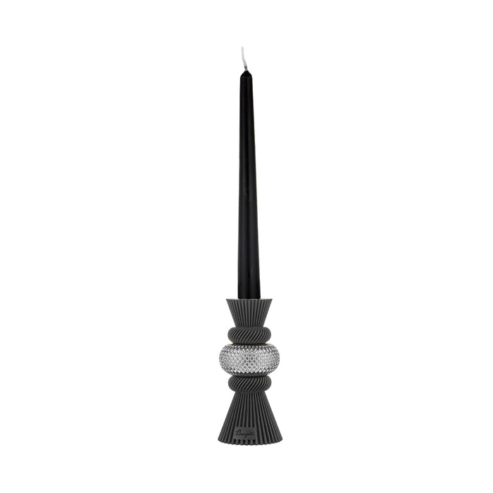 Portacandela Modular Dettaglio Argento H.15-Nero
