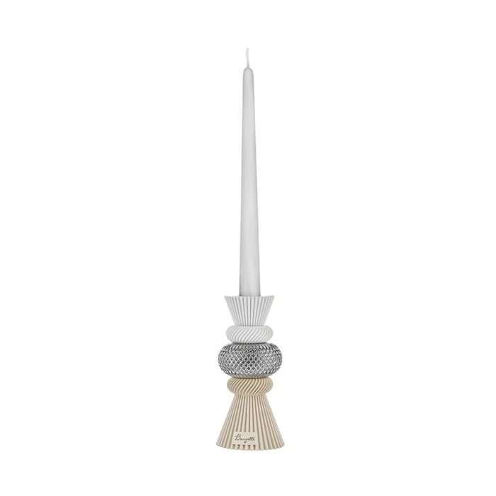 Portacandela Modular Dettaglio Argento H.15-Nocciola