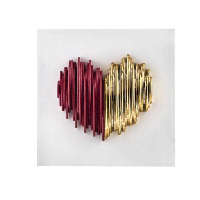 Quadretto Cuore Stilizzato Base Bianca-Oro