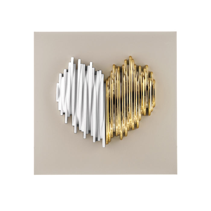 Quadretto Cuore Stilizzato Base Nocciola-Oro