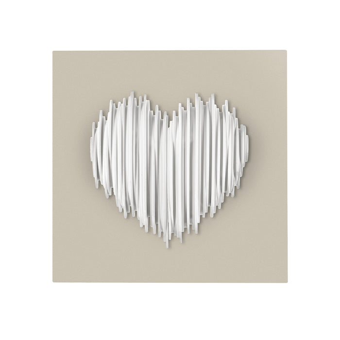 Quadretto Cuore Stilizzato Base Nocciola-Bianco