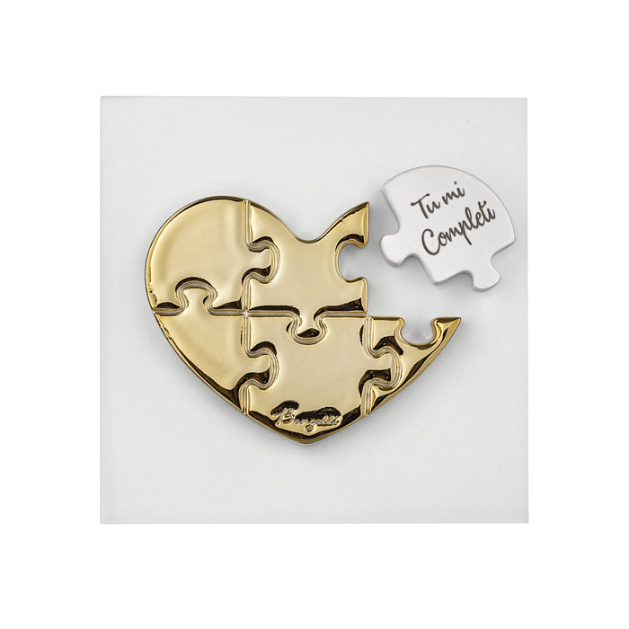 Quadretto Cuore Puzzle Base Bianca-Oro