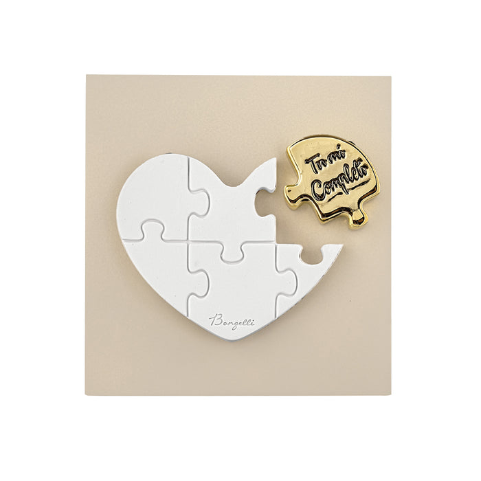 Quadretto Cuore Puzzle Nocciola-Oro