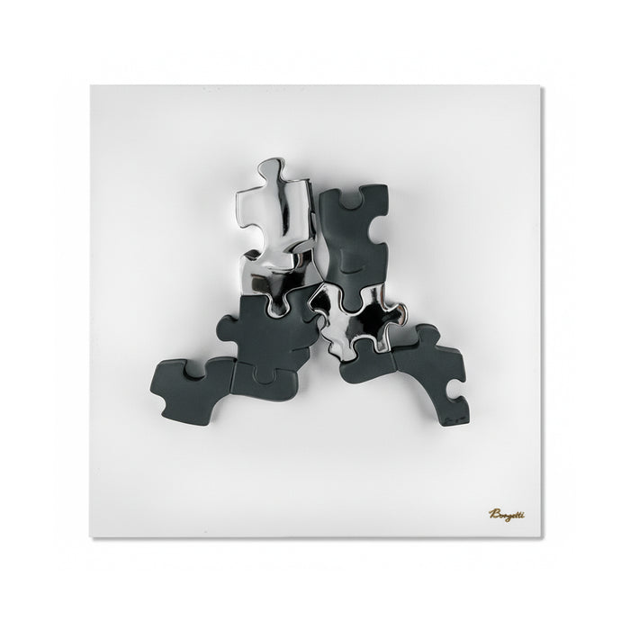 Quadretto Visi Puzzle Dettagli Argento-Bianco