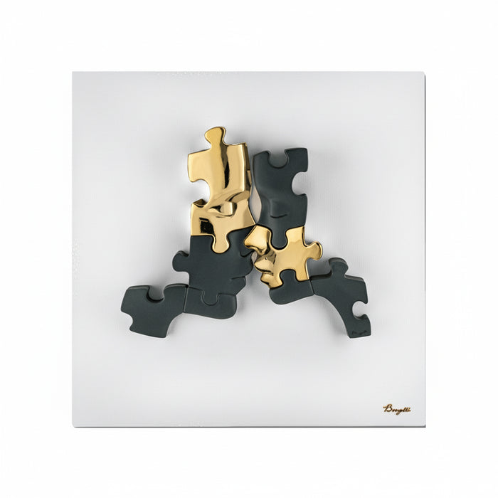Quadretto Visi Puzzle Dettagli Oro-Bianco