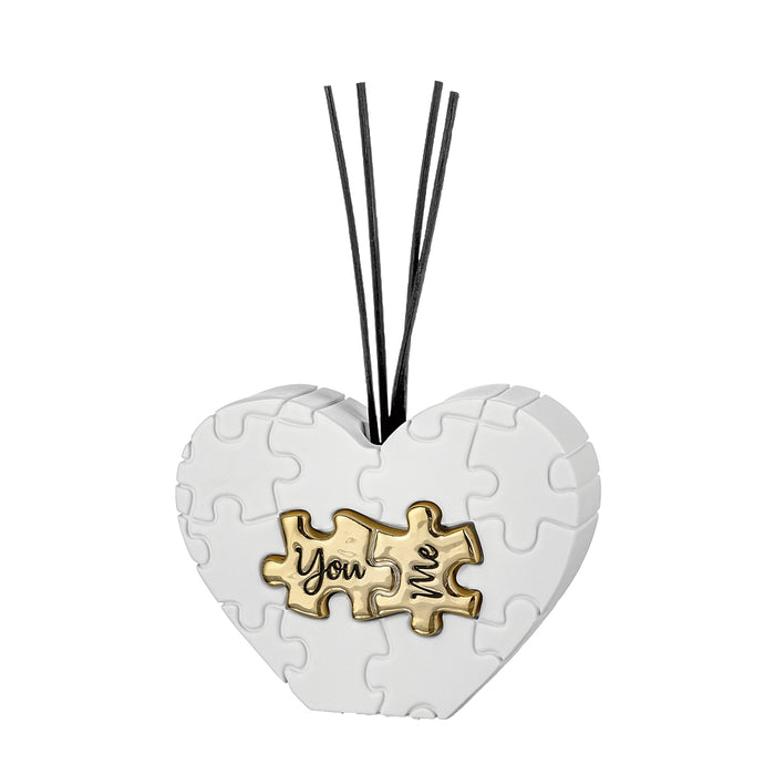 Profumatore Cuore Puzzle Bianco-Oro