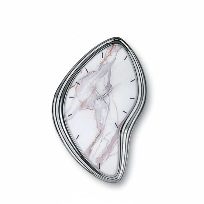 Orologio Sagomato Effetto Marmo Bianco-Argento