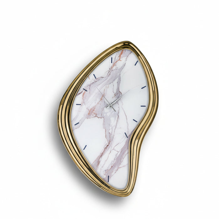Orologio Sagomato Effetto Marmo Bianco-Oro