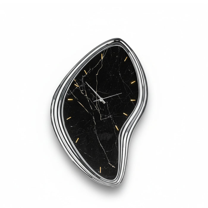 Orologio Sagomato Effetto Marmo Nero-Argento