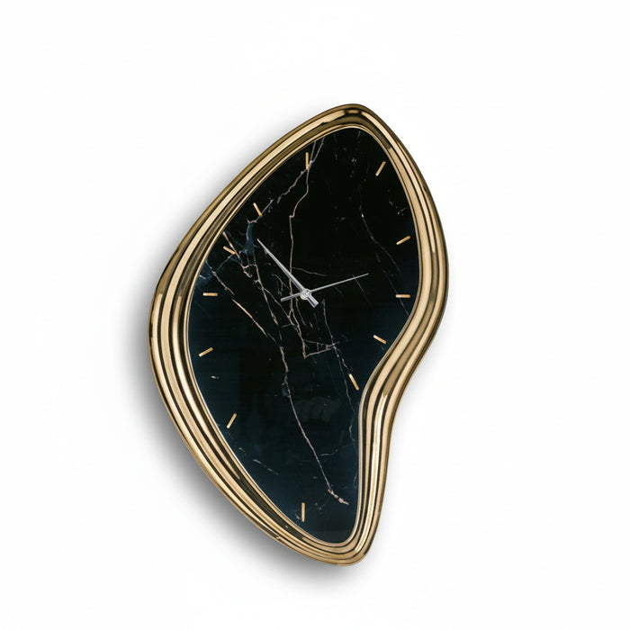 Orologio Sagomato Effetto Marmo Nero-Oro
