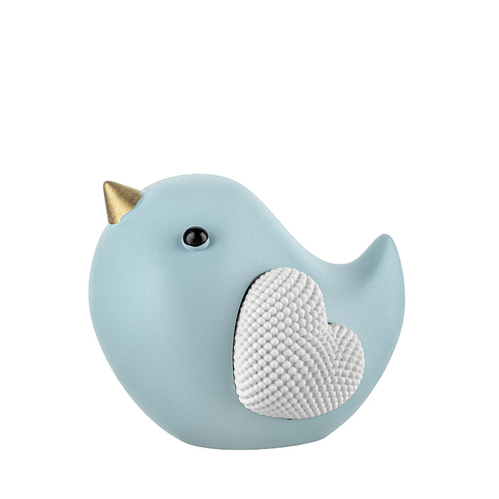 Uccellino Con Cuore Base Colorata-Azzurro