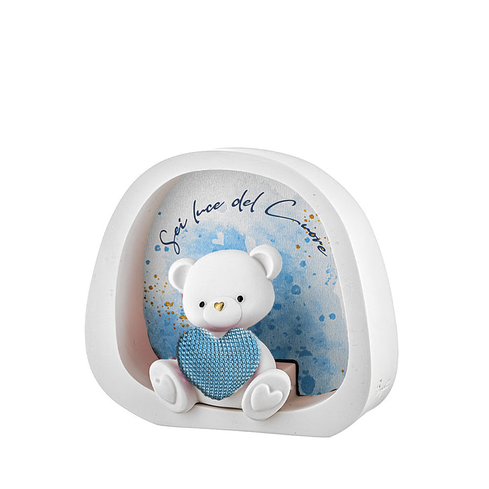 Orsetto Con Cuore Luce Led-Celeste