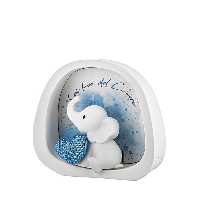 Elefantino Con Cuore Luce Led-Celeste