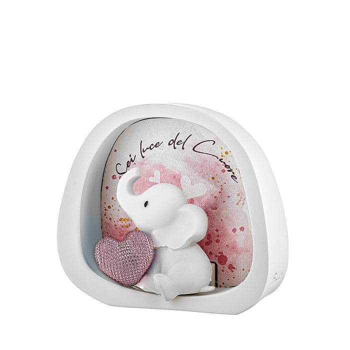 Elefantino Con Cuore Luce Led-Rosa