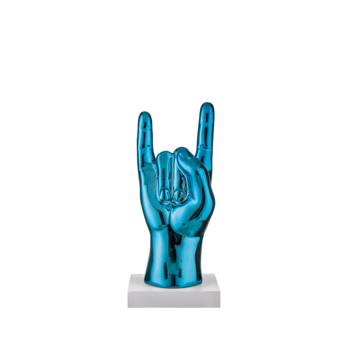 Scultura Mano Scaramanzia H.12-Blu