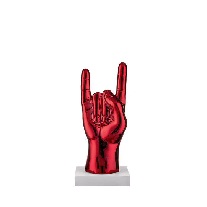 Scultura Mano Scaramanzia H.12-Rosso