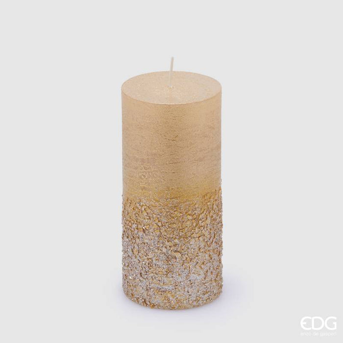 EDG Enzo De Gasperi Candela Moccolo Rustic Glitter H14 cm Oro