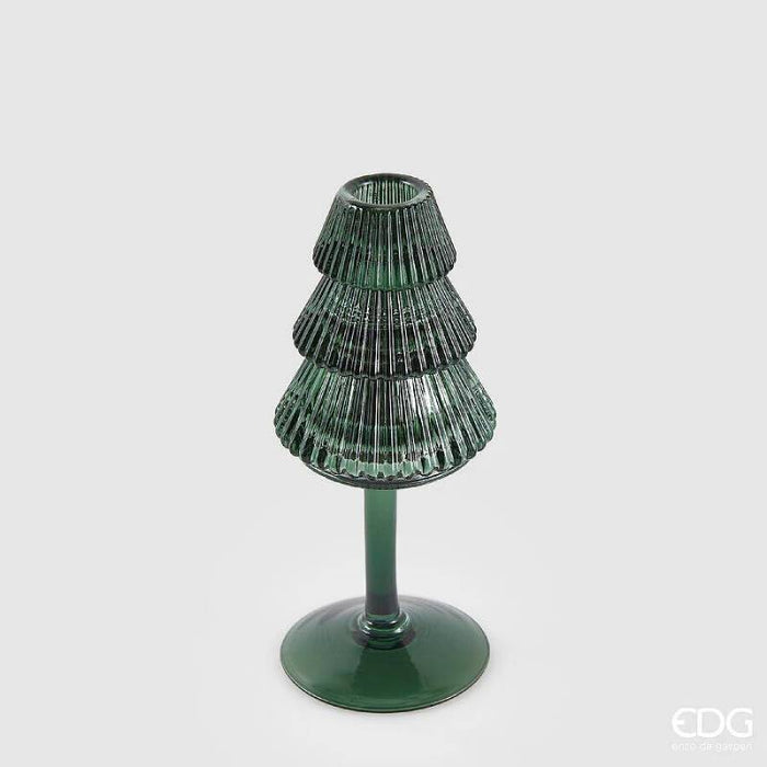 EDG Enzo De Gasperi Portacandela natalizio Pino Calice Verde H19 cm