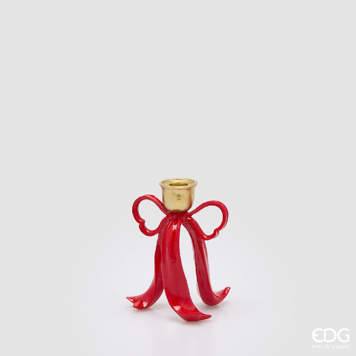 EDG Enzo De Gasperi Portacandela Natalizio Fiocco H16 Cm