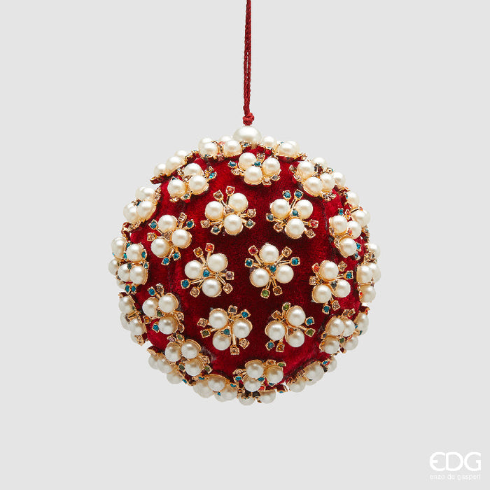 EDG Enzo De Gasperi Pallina di Natale Elizabeth Rossa D10 cm