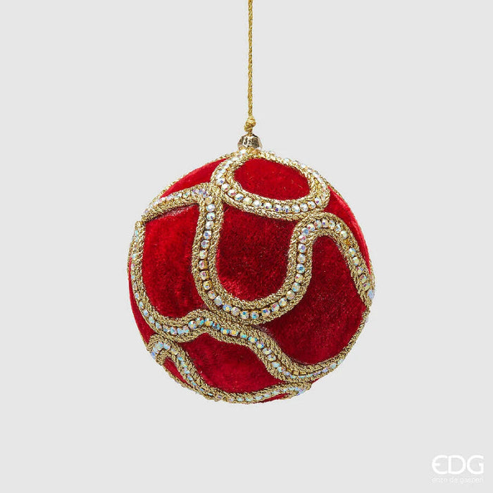 EDG Enzo De Gasperi Pallina di Natale Rossa Deco Gemme D10 cm