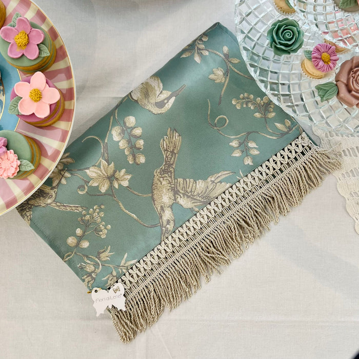 Bomboniera Fiori di Lena Runner in Raso Nature 110x40 cm Azzurro Polvere
