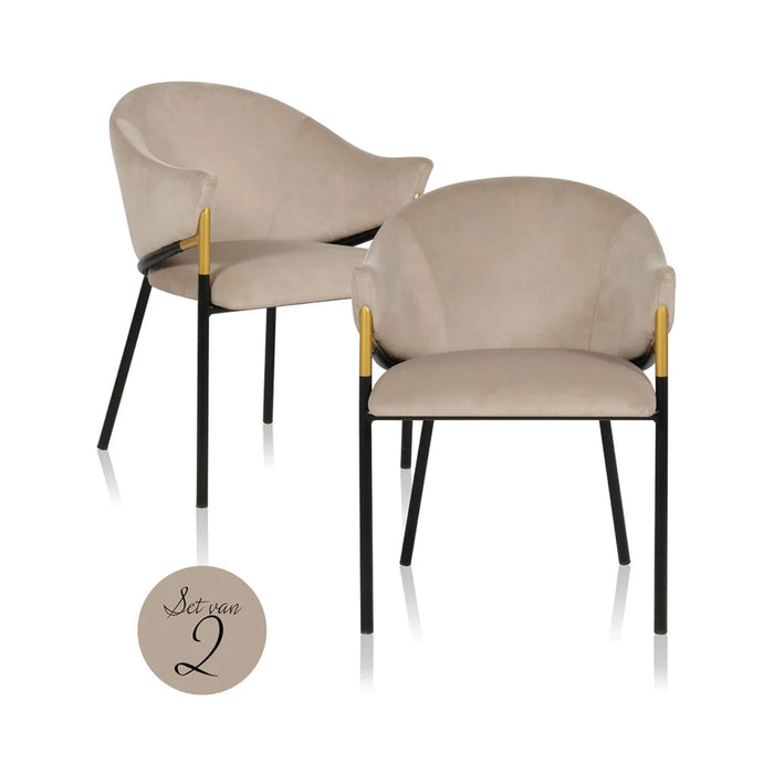 Chair Jocasta khaki velvet -S4578 coppia sedie