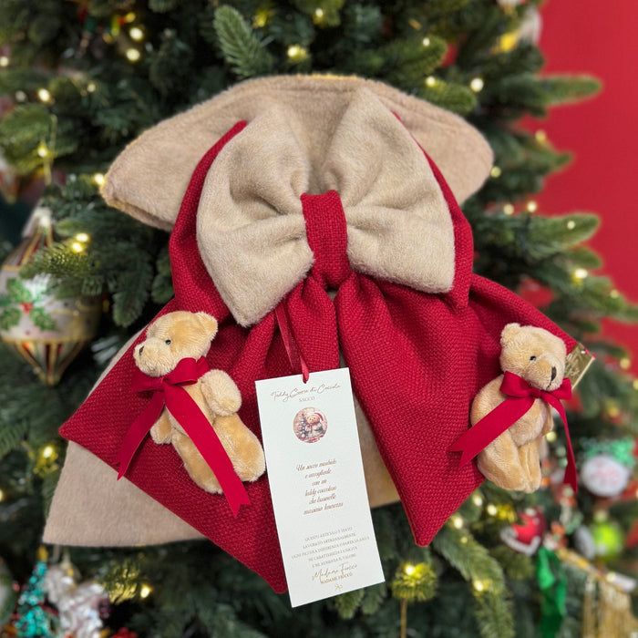 Fiocco Natalizio Sacco delle Dolcezze Teddy Cuore di Coccola - Madame Fioccò