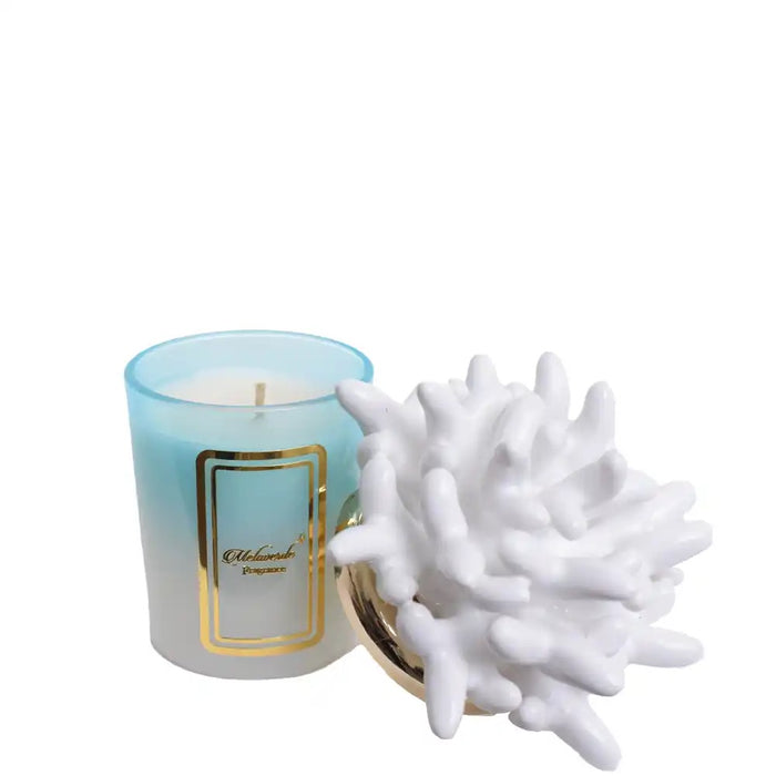 Candela Con Anemone Sfumata 100g.-Bianco