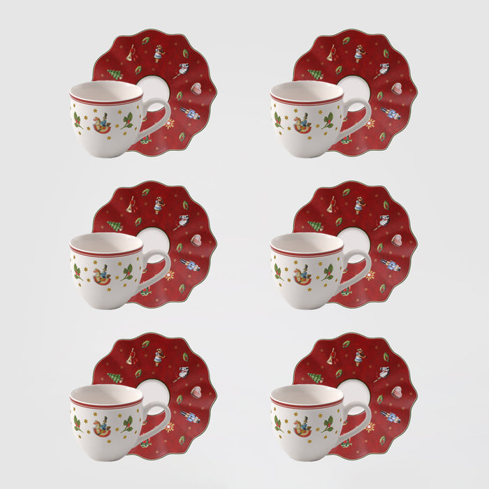 Villeroy & Boch Toys Delight Set 6 Tazzine con Piattino in Porcellana