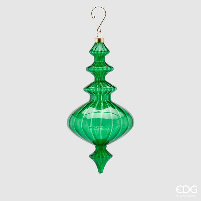 EDG Enzo de Gasperi Decoro Trottola Vetro H23 cm Verde