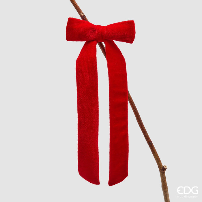 EDG Enzo De Gasperi Fiocco in Velluto con Clip Rosso H30 cm