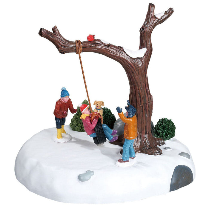 LEMAX Scena in movimento "Tire Swing Twirl" in poliresina H16.3 x 17 x 14.5 cm