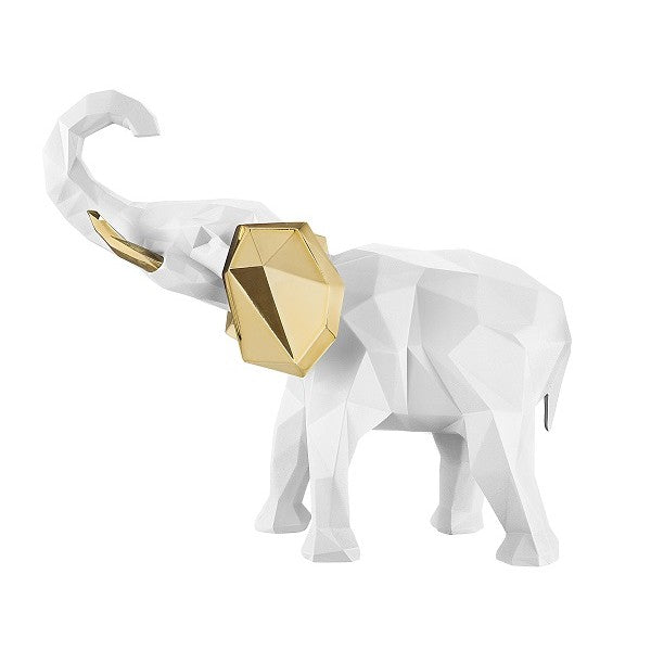 BONGELLI ELEFANTE STILIZZATO 17X14 BIANCO E ORO