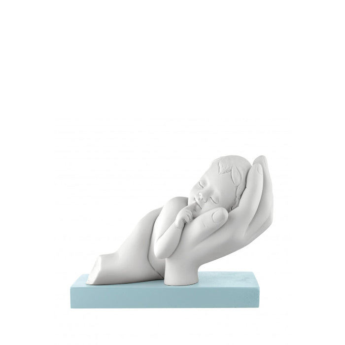 Scultura Bimbo Tra Le Mani-Celeste