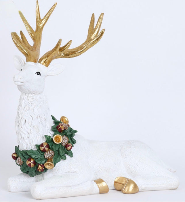 Cervo bianco in resina 34,5x19x35,8 cm - Fiori di Lena