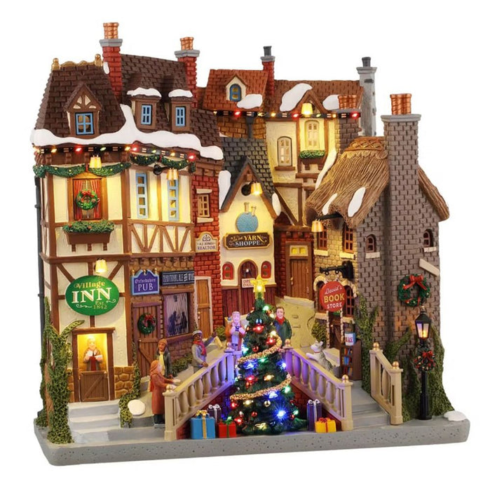 LEMAX Edificio illuminato "Oxfordshire Village" in resina H27x27x12 cm