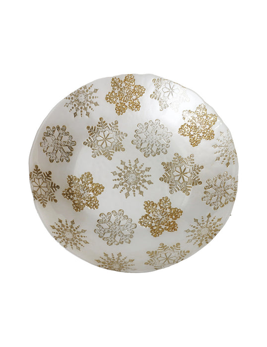 Centrotavola natalizio Christmas Stelline Bianco e Oro 40 cm in vetro