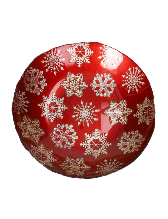 Centrotavola natalizio Christmas Stelline Rosso e Oro 40 cm in vetro