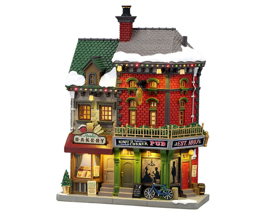 LEMAX Edificio luci led "King's Corner Pub" in resina H27.8x20.5x8 cm