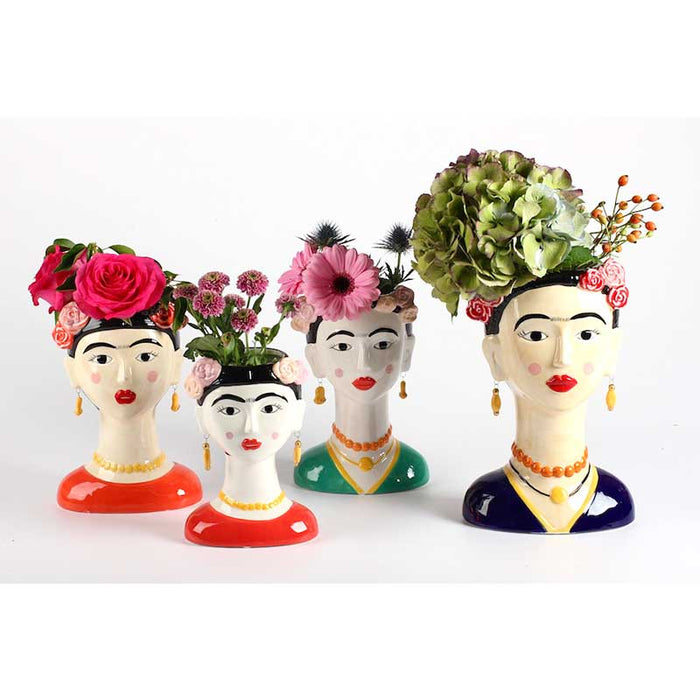 EDG Enzo de Gasperi Frida Kahlo vaso con orecchini h 27 cm Corallo