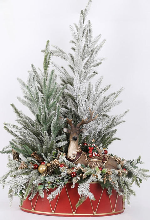 Tamburello in metallo con paesaggio natalizio e renna 60×90