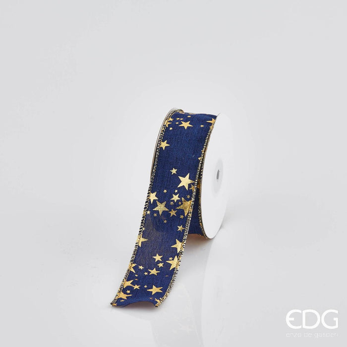 EDG Enzo De Gasperi Nastro Stelle Mix Blu Oro 38 mm 10 Metri