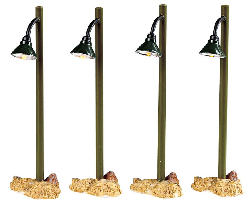LEMAX Set 4 Lampioni rustici da strada in resina H10.4 cm