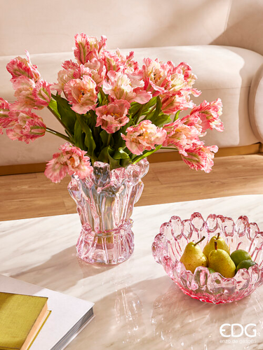 Vaso Tulipano H30 D22 cm in Vetro Rosa