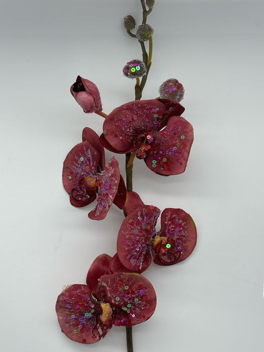 Phaleanopsis in seta con paillettes color light burgundy cm 76