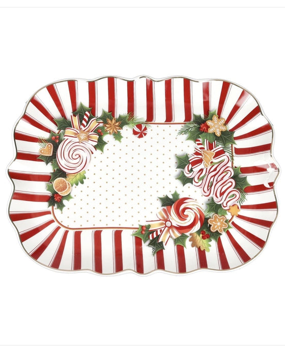 Vassoio lungo natalizio in porcellana 33×24,5 cm Brandani linea le chicche
