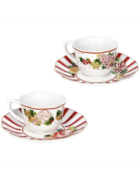 Set 2 tazzine caffè natalizia in porcellana Brandani linea le chicche